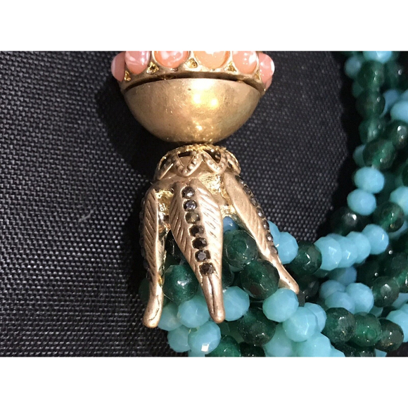 New Nanette Lepore Multi Row Glass Beaded Bracelet Green Blue - Picture 9 of 11